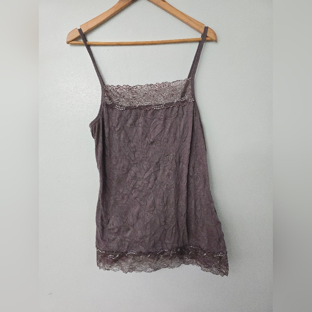 Maurice’s 1X y2k Style purple crinkle lace trim cami tank top womens Whimsigoth